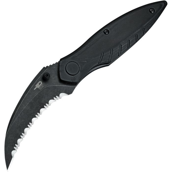 Bestech Knives Mantidae Pocket Black Serrated 14C28N Steel Blade - BG60F-img-0