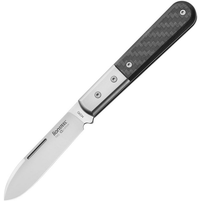 LionSTEEL Barlow Pocket Knife Steel Blade Carbon Fiber Handle - CK0111-CF-img-0