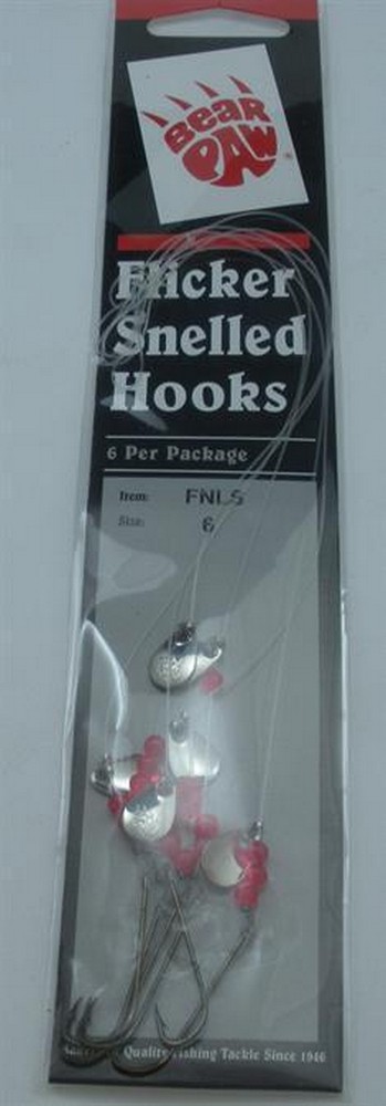 Bear Paw Flicker Snelled Long Shank Bronze Hook Size 6 Nickl Spinner FNLS-6-img-0
